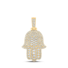  10k Yellow Gold Mens Round Diamond Hamsa Charm Pendant 2 Cttw