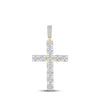 10k Yellow Gold Mens Round Diamond Cross Charm Pendant 2-5/8 Cttw