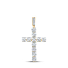  10k Yellow Gold Mens Round Diamond Cross Charm Pendant 2-5/8 Cttw