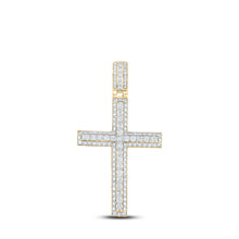  14k Yellow Gold Mens Round Diamond Cross Charm Pendant 4-1/4 Cttw