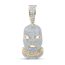  10k Yellow Gold Mens Round Diamond Mask Hood Charm Pendant 1 Cttw