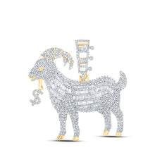  10k Yellow Gold Mens Baguette Diamond Goat Dollar Sign Charm Pendant 3-1/3 Cttw