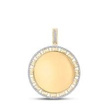  10k Yellow Gold Mens Round Diamond Memory Circle Charm Pendant 1/4 Cttw