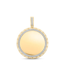  10k Yellow Gold Mens Round Diamond Memory Circle Charm Pendant 1/4 Cttw