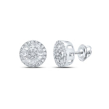  10k White Gold Womens Baguette Diamond Cluster Earrings 1/3 Cttw
