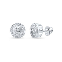  10k White Gold Womens Round Diamond Cluster Earrings 3/4 Cttw