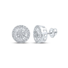  10k White Gold Womens Baguette Diamond Circle Cluster Earrings 1 Cttw