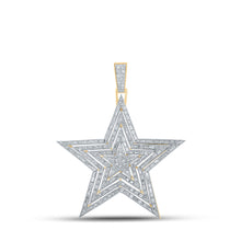  10k Yellow Gold Mens Baguette Diamond Star Charm Pendant 2-1/3 Cttw