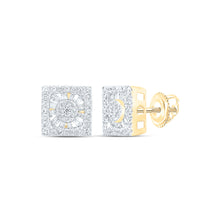  10k Yellow Gold Womens Baguette Diamond Square Earrings 1/2 Cttw