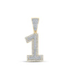 10k Two-tone Gold Mens Round Diamond Number 1 Charm Pendant 5/8 Cttw