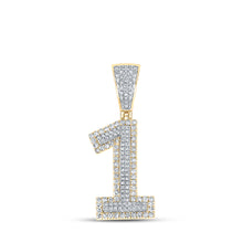  10k Two-tone Gold Mens Round Diamond Number 1 Charm Pendant 5/8 Cttw