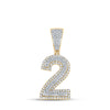 10k Two-tone Gold Mens Round Diamond Number 2 Charm Pendant 3/4 Cttw