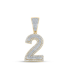  10k Two-tone Gold Mens Round Diamond Number 2 Charm Pendant 3/4 Cttw