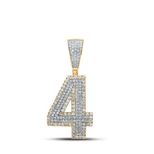  10k Two-tone Gold Mens Round Diamond Number 4 Charm Pendant 3/4 Cttw
