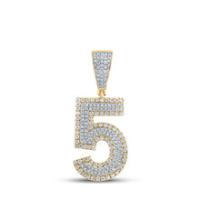  10k Two-tone Gold Mens Round Diamond Number 5 Charm Pendant 3/4 Cttw