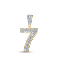  10k Two-tone Gold Mens Round Diamond Number 7 Charm Pendant 5/8 Cttw