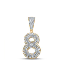  10k Two-tone Gold Mens Round Diamond Number 8 Charm Pendant 3/4 Cttw
