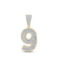  10k Two-tone Gold Mens Round Diamond Number 9 Charm Pendant 3/4 Cttw