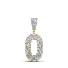 10k Two-tone Gold Mens Round Diamond Number 0 Charm Pendant 3/4 Cttw