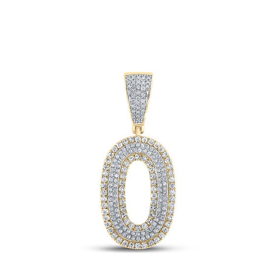 10k Two-tone Gold Mens Round Diamond Number 0 Charm Pendant 3/4 Cttw