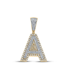  10k Two-tone Gold Mens Round Diamond Initial A Letter Charm Pendant 3/4 Cttw