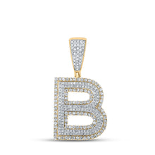  10k Two-tone Gold Mens Round Diamond Initial B Letter Charm Pendant 1 Cttw