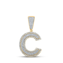  10k Two-tone Gold Mens Round Diamond Initial C Letter Charm Pendant 3/4 Cttw