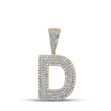 10k Two-tone Gold Mens Round Diamond Initial D Letter Charm Pendant 7/8 Cttw