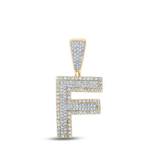  10k Two-tone Gold Mens Round Diamond Initial F Letter Charm Pendant 3/4 Cttw