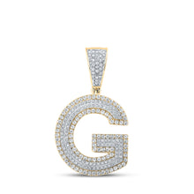  10k Two-tone Gold Mens Round Diamond Initial G Letter Charm Pendant 7/8 Cttw