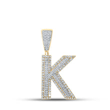  10k Two-tone Gold Mens Round Diamond Initial K Letter Charm Pendant 7/8 Cttw