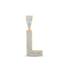  10k Two-tone Gold Mens Round Diamond Initial L Letter Charm Pendant 1/3 Cttw