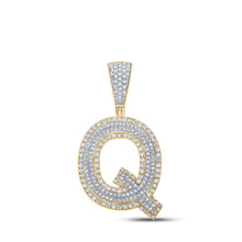  10k Two-tone Gold Mens Round Diamond Q Letter Charm Pendant 7/8 Cttw