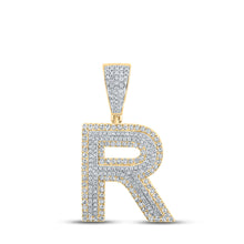  10k Two-tone Gold Mens Round Diamond Initial R Letter Charm Pendant 1 Cttw