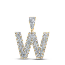  10k Two-tone Gold Mens Round Diamond W Initial Letter Charm Pendant 1-1/3 Cttw
