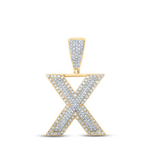 10k Two-tone Gold Mens Round Diamond Initial X Letter Charm Pendant 3/4 Cttw