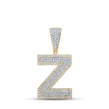  10k Two-tone Gold Mens Round Diamond Z Letter Charm Pendant 3/4 Cttw