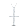 10k White Gold Womens Round Diamond Cross Pendant 1/4 Cttw