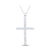 10k White Gold Womens Round Diamond Cross Pendant 1/2 Cttw