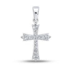  10k White Gold Womens Round Diamond Cross Pendant 1/4 Cttw