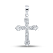  10k White Gold Womens Round Diamond Cross Pendant 1/3 Cttw