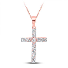  10k White Gold Womens Round Diamond Cross Pendant 1/4 Cttw