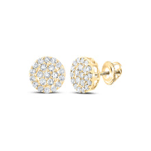  10k Yellow Gold Round Diamond Cluster Earrings 1/4 Cttw