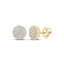  10k Yellow Gold Round Diamond Cluster Earrings 3/4 Cttw