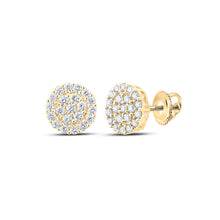  10k Yellow Gold Round Diamond Cluster Earrings 1-1/4 Cttw