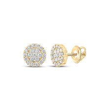  10k Yellow Gold Round Diamond Cluster Earrings 1-5/8 Cttw
