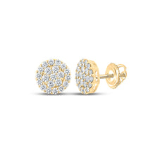  10k Yellow Gold Round Diamond Cluster Earrings 1-7/8 Cttw