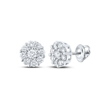 10k White Gold Round Diamond Cluster Earrings 5/8 Cttw