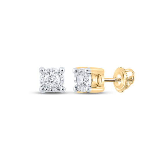 10k Yellow Gold Round Diamond Stud Earrings 1/6 Cttw