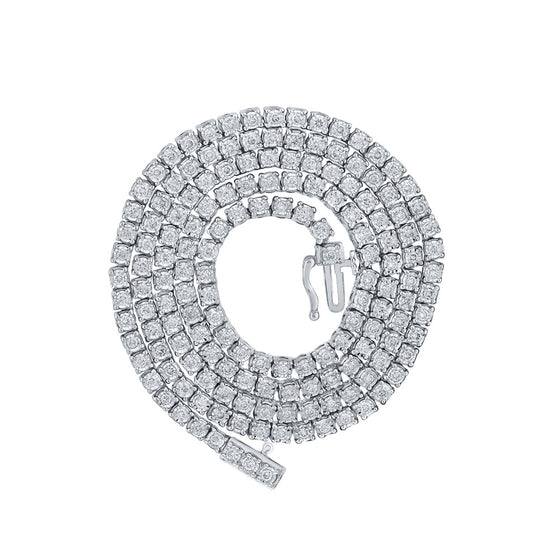 10k White Gold Mens Round Diamond 20-inch Link Chain Necklace 3-3/4 Cttw
